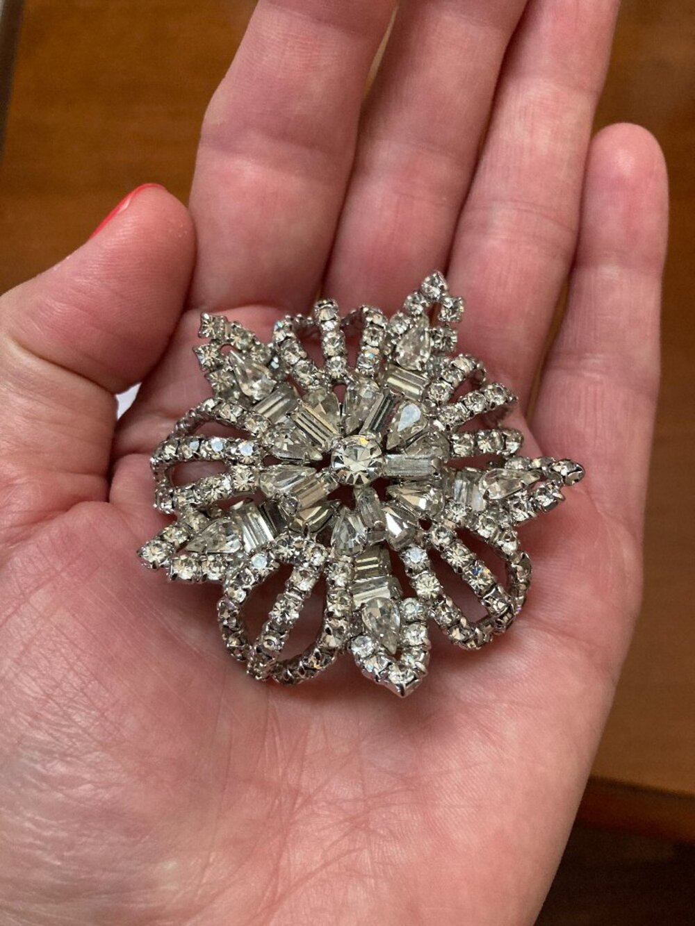 Vintage Large Rhinestone Pin Brooch